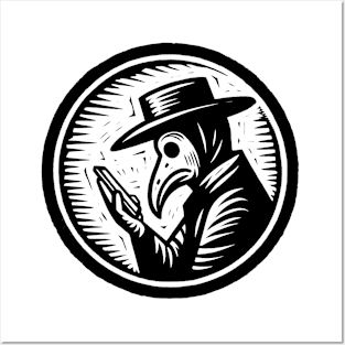 Linocut Plague Doctor Plague Alert Posters and Art